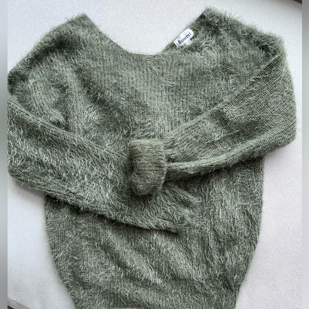 &Merci olive green soft sweater.